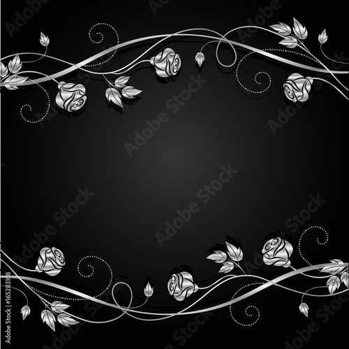 Fototapeta Naklejka Na Ścianę i Meble -  Silver flowers with shadow on dark background.