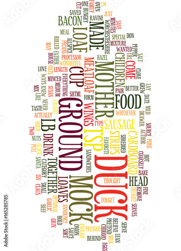 MOCK DUCK HAS COME TO US Text Background Word Cloud Concept