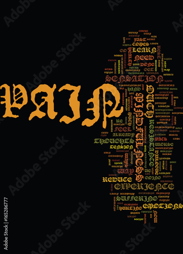 MINDFULNESS AND PAIN JUST SAY OUCH Text Background Word Cloud Concept
