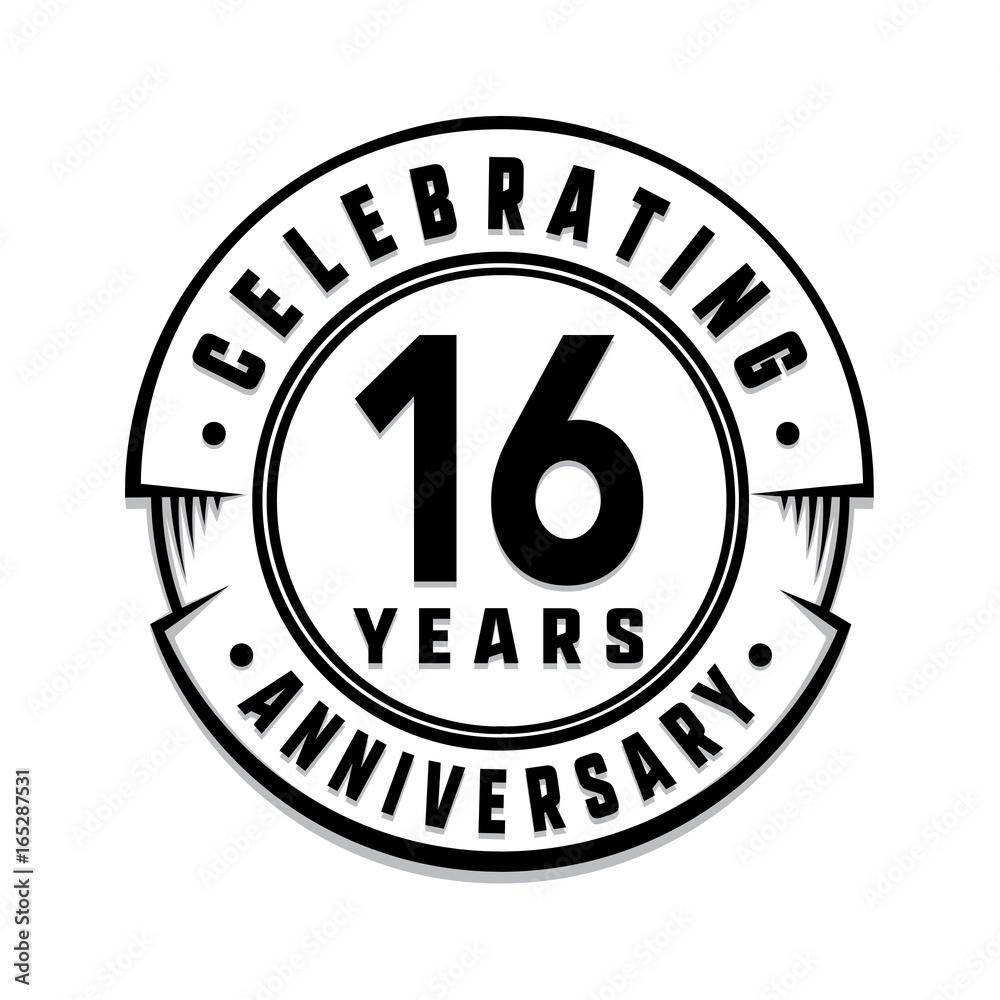 16 years anniversary logo template. Vector and illustration.