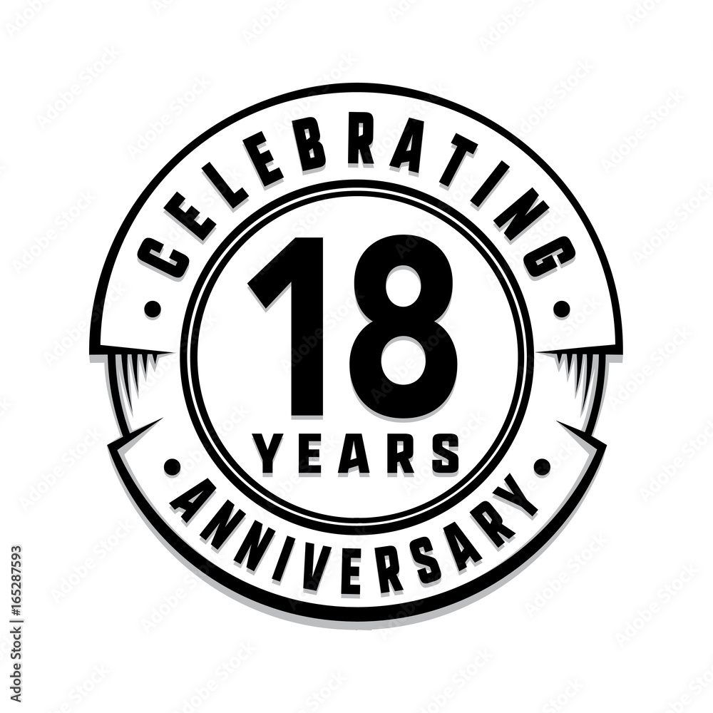 18 years anniversary logo template. Vector and illustration.