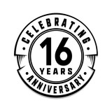 16 years anniversary logo template. Vector and illustration.
