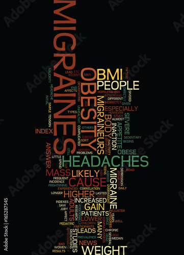 MIGRAINES AND OBESITY Text Background Word Cloud Concept