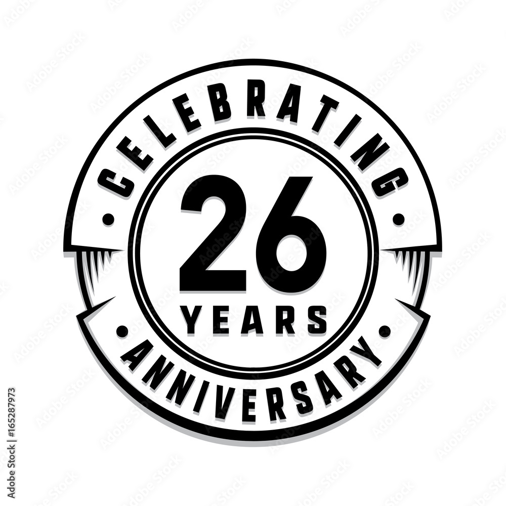 26 years anniversary logo template. Vector and illustration.