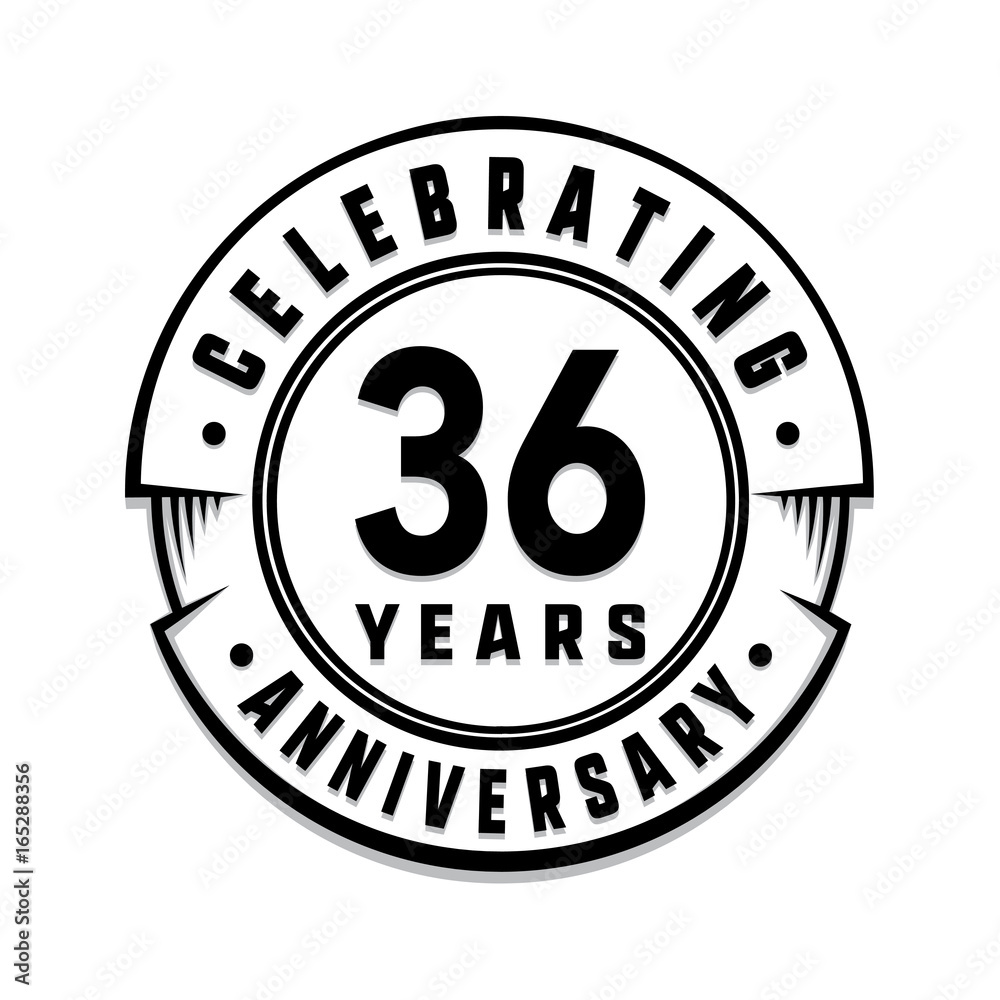 36 years anniversary logo template. Vector and illustration.