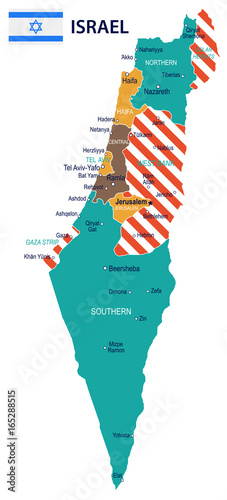 Israel - map and flag – illustration