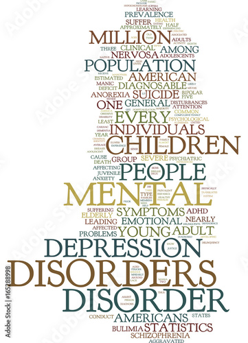 MENTAL HEALTH STATISTICS Text Background Word Cloud Concept photo