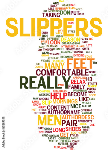 MENS SLIPPERS Text Background Word Cloud Concept