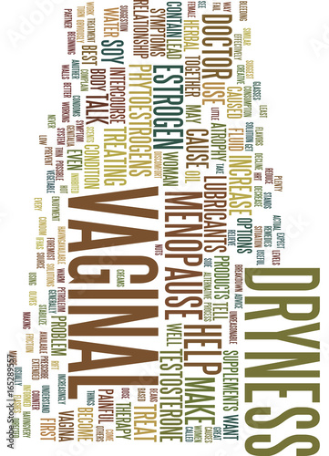 MENOPAUSE VAGINAL DRYNESS TREATMENT REMEDIES Text Background Word Cloud Concept