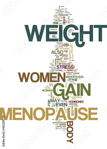 MENOPAUSE AND WEIGHT GAIN Text Background Word Cloud Concept