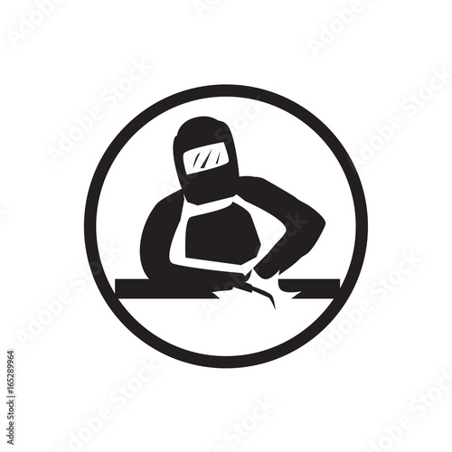 ironworker welding a metal piece icon. isolated on white background.