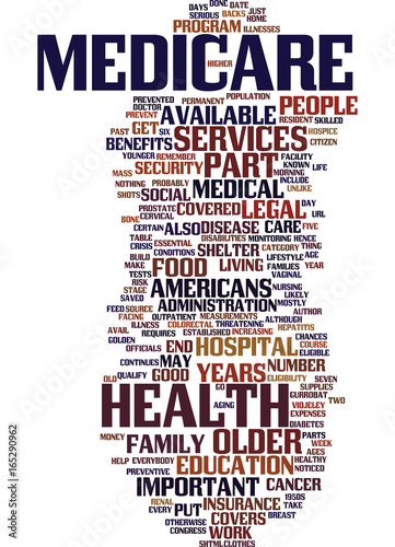 MEDICARE AND YOUR HEALTH Text Background Word Cloud Concept