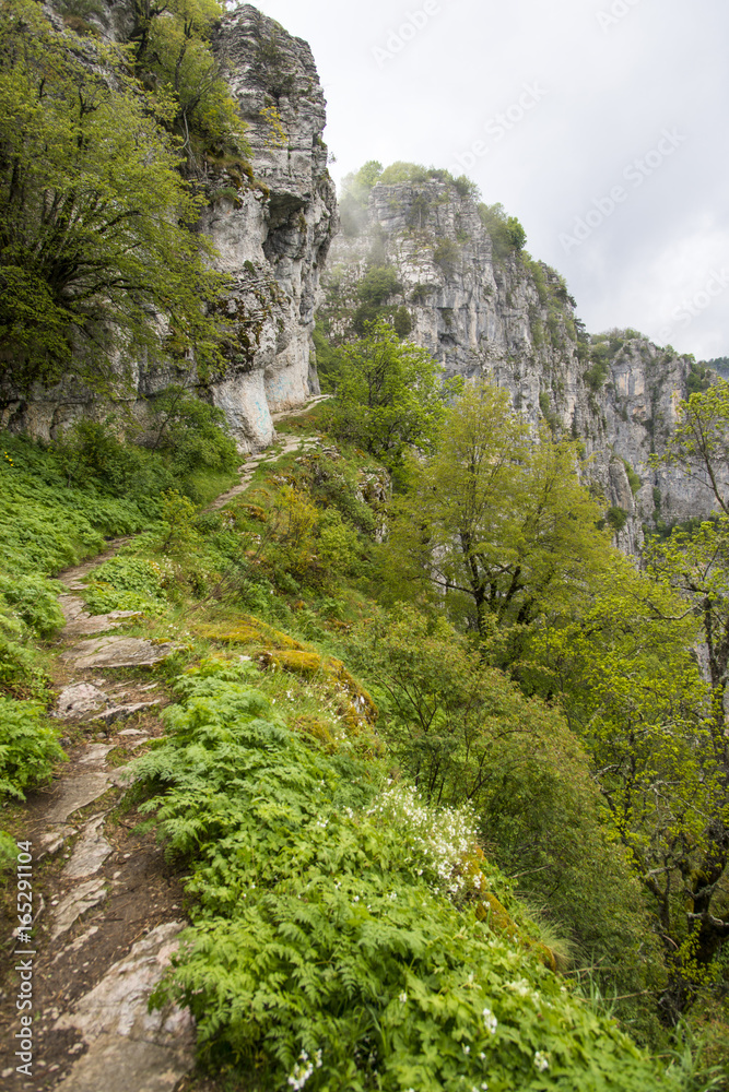 Hike path on Vikos Gorge