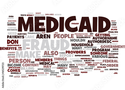 MEDICAID FRAUD Text Background Word Cloud Concept