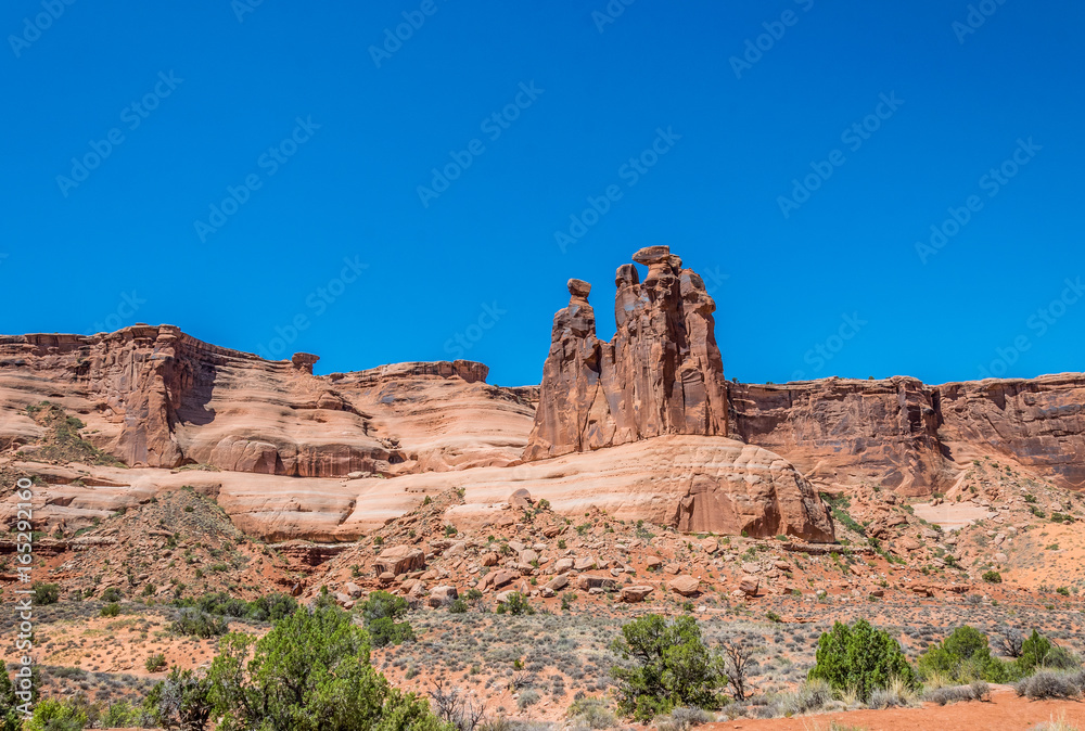 Three Gossips. Picturesque cliffs of the Moab Desert, Utah Three Gossips. Picturesque cliffs of the Moab Desert, Utah