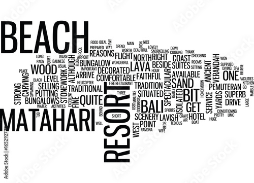 MATAHARI BEACH RESORT SPA BALI Text Background Word Cloud Concept