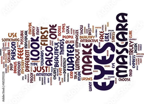 MASCARA FOR BEAUTIFUL EYES Text Background Word Cloud Concept