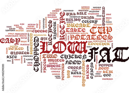 LOSE WEIGHT WITH THESE TWO EASY LOW FAT RECIPES Text Background Word Cloud Concept