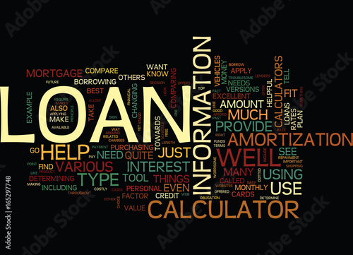 LOAN CALCULATOR WHAT IS IT Text Background Word Cloud Concept