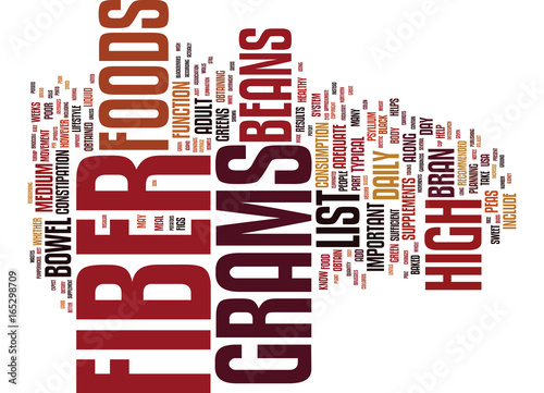 LIST OF HIGH FIBER FOODS AND FIBER CONTENT Text Background Word Cloud Concept