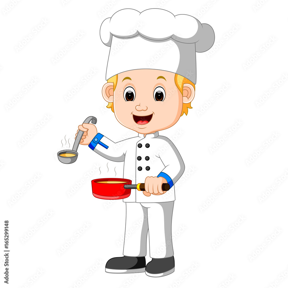 Cartoon chef with a ladle