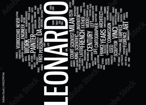 LIFE OF LEONARDO DA VINCI Text Background Word Cloud Concept