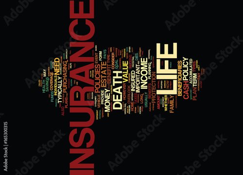 LIFE INSURANCE SCENARIOS Text Background Word Cloud Concept