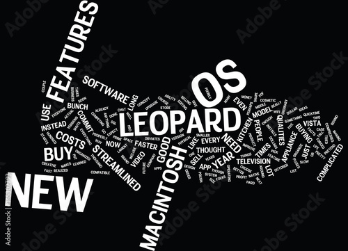 LEOPARD MACINTOSH OS Text Background Word Cloud Concept