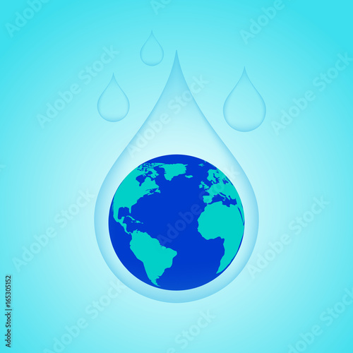 The Earth in water drop; earth day; world water day; Eco concept