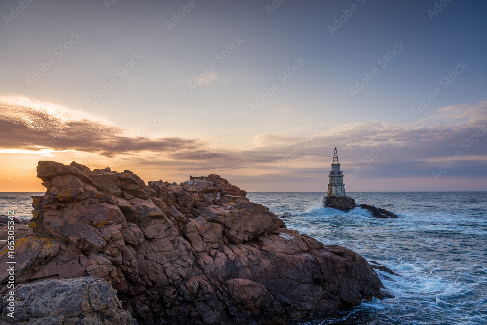 Sunrise at the lighthouse in Ahtopol, Bulgaria