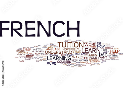 LEARN FRENCH GUIDE Text Background Word Cloud Concept