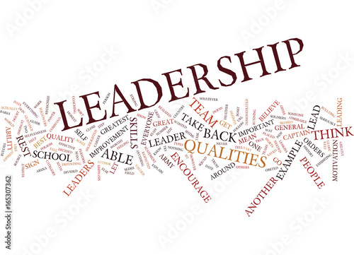 LEADERSHIP QUALITIES Text Background Word Cloud Concept