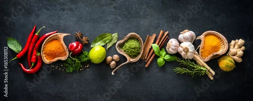 Obraz  z motywem Various herbs and spices