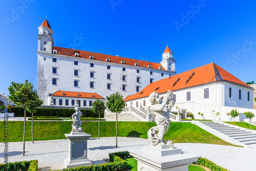 Bratislava, Slovakia. View of the Bratislava castle and its gardens.