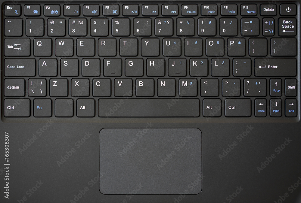 Panel and keyboard of a laptop close-up Panel and keyboard of a laptop close-up