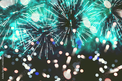 Abstract background. Fireworks circle blur. Colorful in celebration © last19