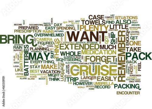 LAST MINUTE TIPS FOR A CRUISE Text Background Word Cloud Concept