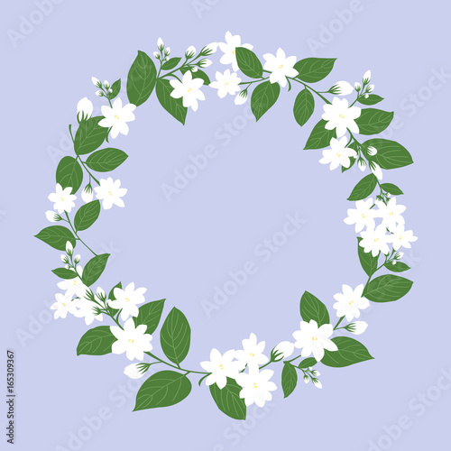 circle of white jasmine for mother's day, flower vector illustration