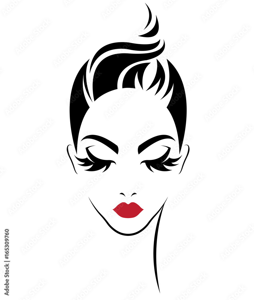 women short hair style icon, logo women on white background women short hair style icon, logo women on white background