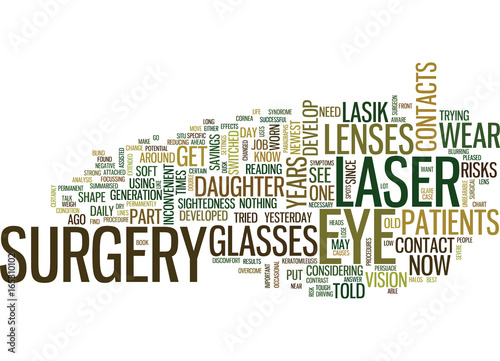 LASER EYE SURGERY A RISK ANALYSIS FOR MY DAUGHTER Text Background Word Cloud Concept