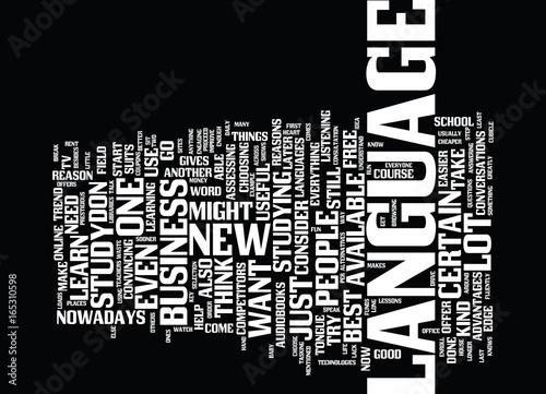 LANGUAGE ON THE GO Text Background Word Cloud Concept