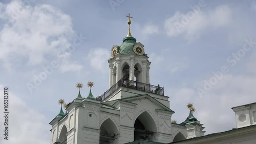 The bell tower of the Spaso-Preobrazhensky monastery closeup. Yaroslavl photo