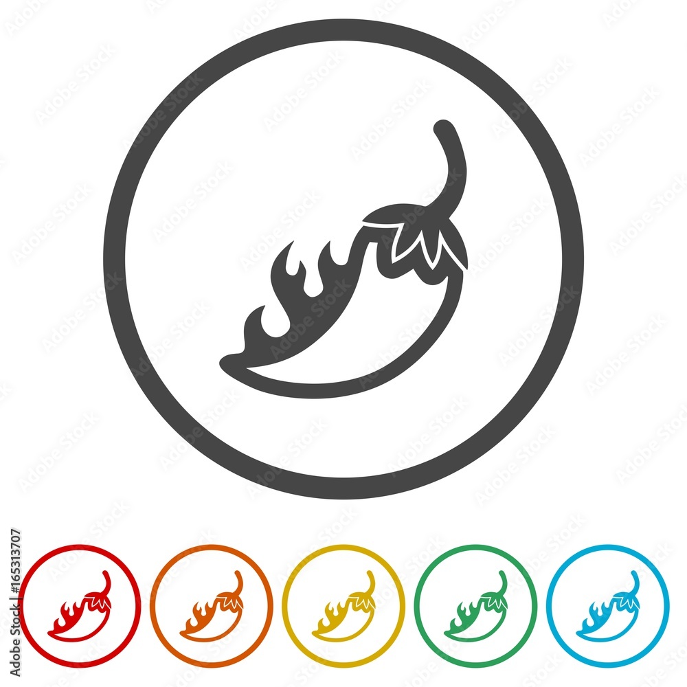 Chili, pepper icons set - Illustration Chili, pepper icons set - Illustration