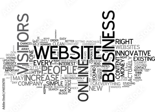 IS YOUR WEBSITE INNOVATIVE INCREASE YOUR BUSINESS OVER NIGHT Text Background Word Cloud Concept photo