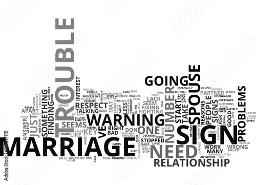 IS YOUR MARRIAGE IN TROUBLE THE ANSWER INSIDE Text Background Word Cloud Concept