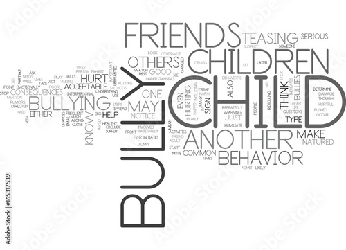IS YOUR CHILD A BULLY Text Background Word Cloud Concept