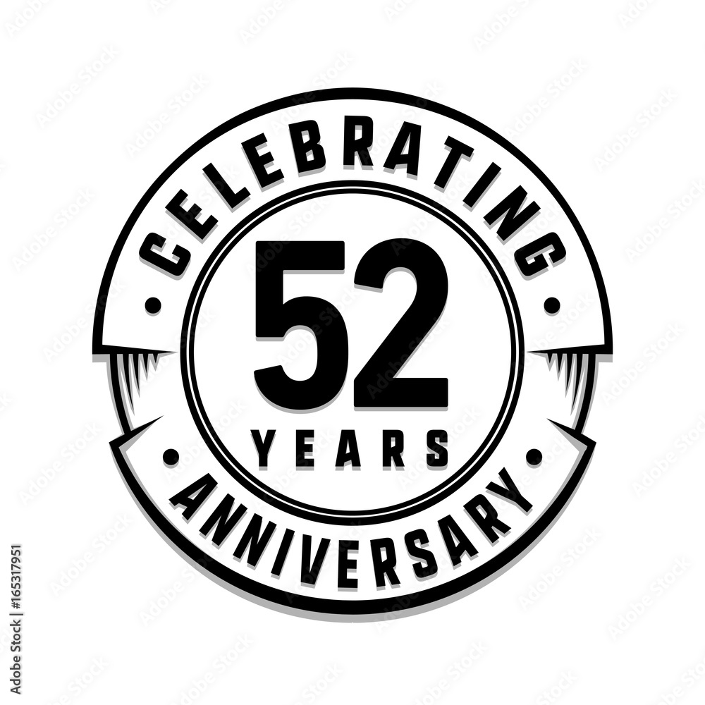 52 years anniversary logo template. Vector and illustration.
