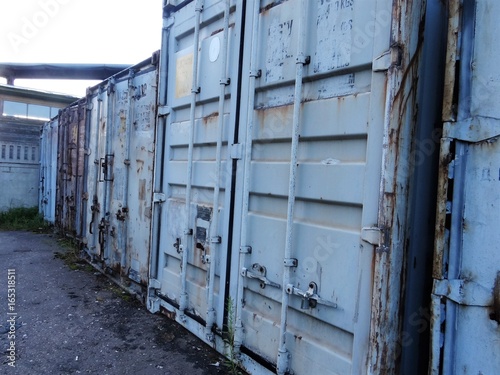 Old shipping containers.