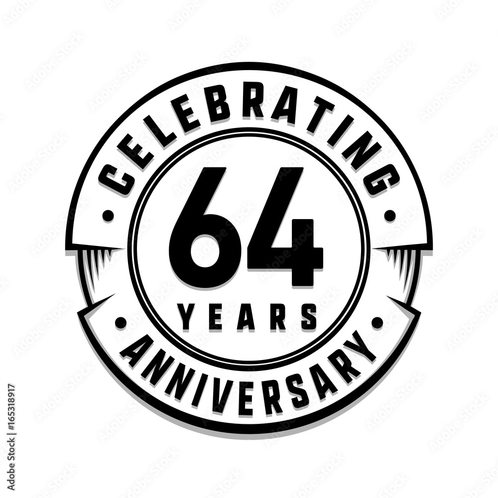 64 years anniversary logo template. Vector and illustration.