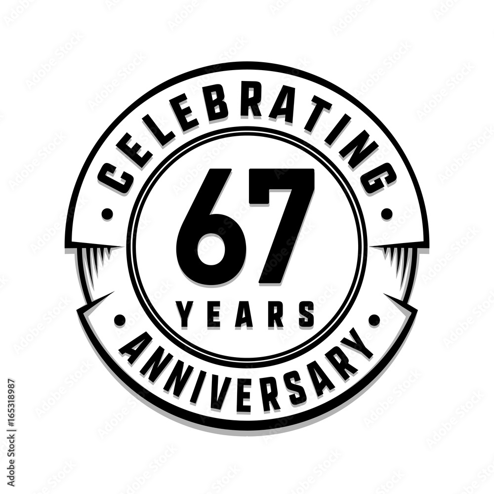 67 years anniversary logo template. Vector and illustration.